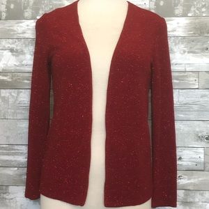 🟢 (2/$5) Sz S Dressbarn Sparkly Red Cardigan